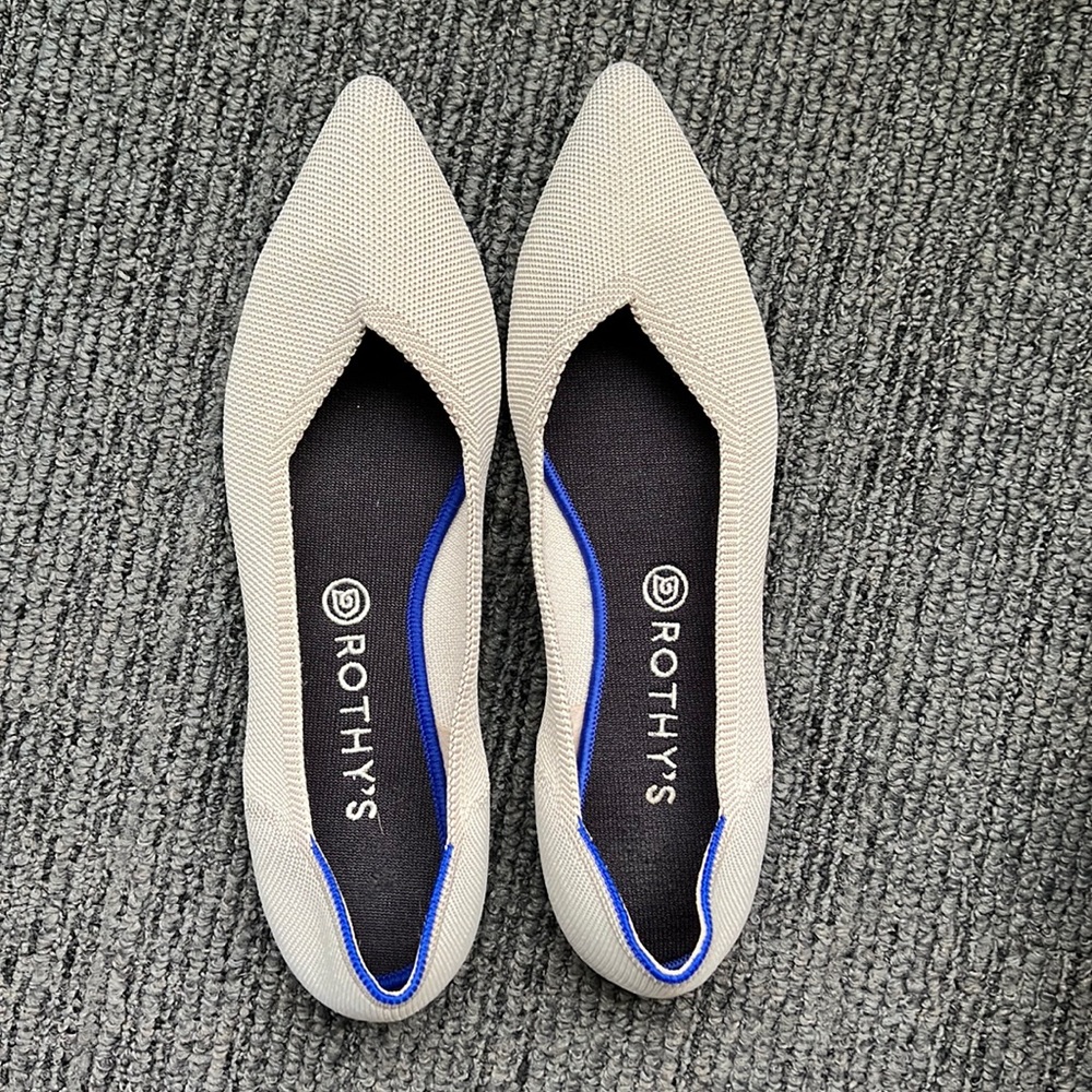 Rothy's Gray Flats with Blue Trim
